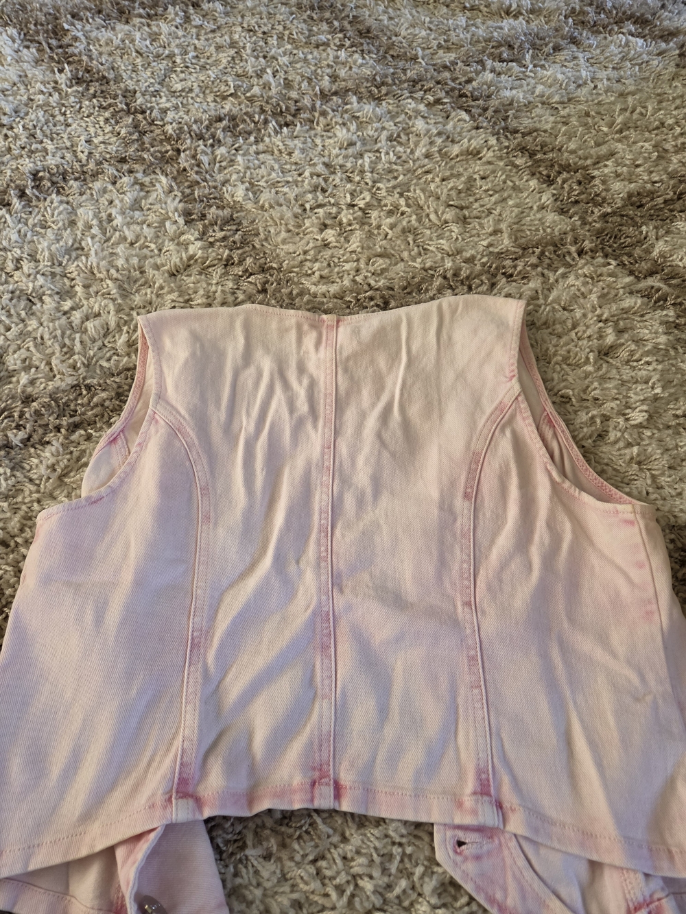 Women's Light Pink Denim Vest by Risen - Sleeveless Button Front - Picture 6 of 7